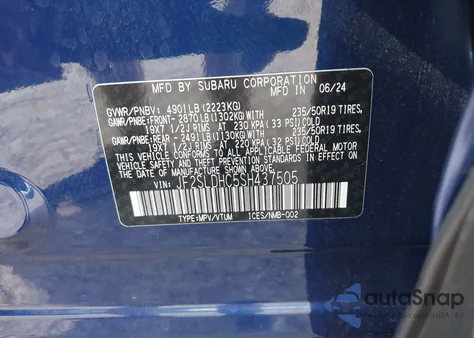 2025 Subaru Forester Sport from USA, damaged, VIN JF2SLDHC5SH437505